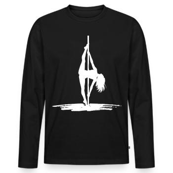 Sexy Pole Dance Silhouette – Athletic & Elegant - Men's Premium Organic Long Sleeve Shirt - black - Front - Nico (187cm)