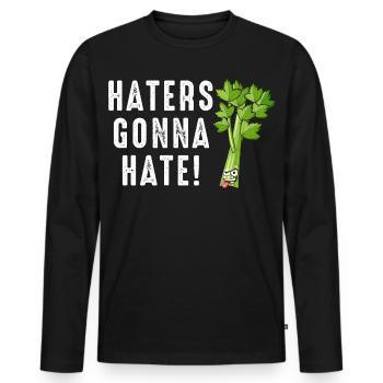 Haters Gonna Hate Celery Cartoon - Men's Premium Organic Long Sleeve Shirt - black - Front - Nico (187cm)