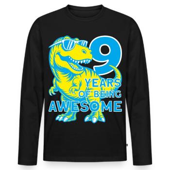 DINO 9 ANS DINOSAURE 9E ANNIVERSAIRE - T-shirt manches longues Premium bio Homme - noir - Devant - Nico (187cm)