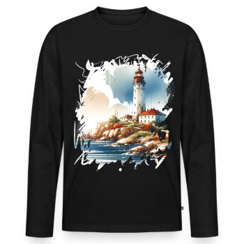 phare - T-shirt manches longues Premium bio Homme - noir - Devant - Nico (187cm)