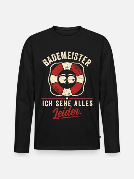 Ich sehe alles. Leider. - Männer Premium Bio Langarmshirt - Schwarz