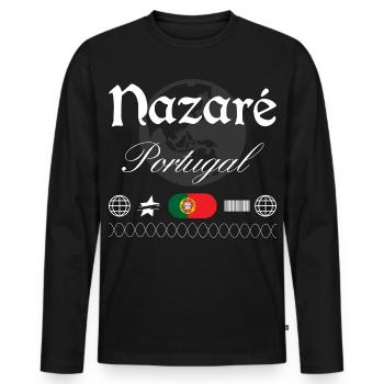 Nazaré Portugal Streetwear Reise Souvenir - Männer Premium Bio Langarmshirt - Schwarz - Vorne - Nico (187cm)