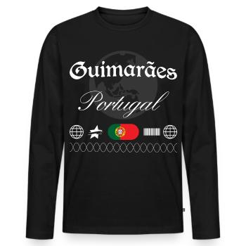 Guimarães Portugal Streetwear Reise Souvenir - Männer Premium Bio Langarmshirt - Schwarz - Vorne - Nico (187cm)