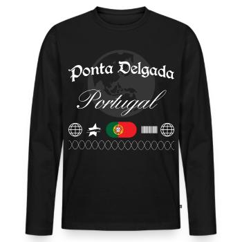 Ponta Delgada Portugal Streetwear Reise Souvenir - Männer Premium Bio Langarmshirt - Schwarz - Vorne - Nico (187cm)