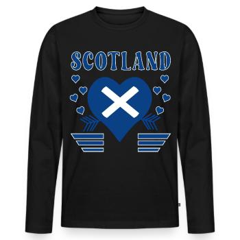Scotland Heart - Männer Premium Bio Langarmshirt - Schwarz - Vorne - Nico (187cm)