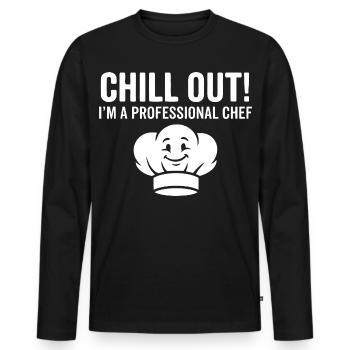 Koch Chill Out - Männer Premium Bio Langarmshirt - Schwarz - Vorne - Nico (187cm)