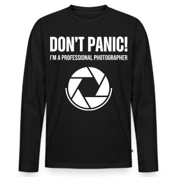 Fotograf Keine Panik - Männer Premium Bio Langarmshirt - Schwarz - Vorne - Nico (187cm)