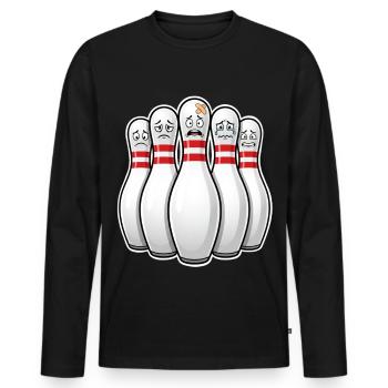 Kegeln Bowling Pins - Männer Premium Bio Langarmshirt - Schwarz - Vorne - Nico (187cm)