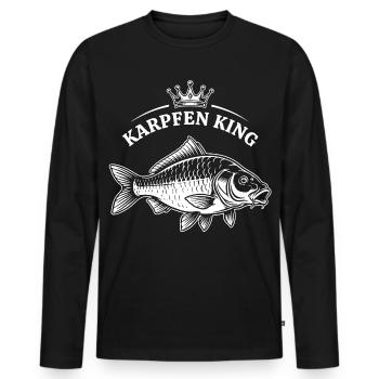 Karpfen König - Männer Premium Bio Langarmshirt - Schwarz - Vorne - Nico (187cm)