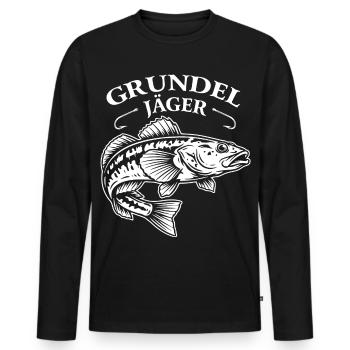 Grundel Angeln - Männer Premium Bio Langarmshirt - Schwarz - Vorne - Nico (187cm)
