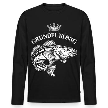 Grundel König Fischgrafik - Männer Premium Bio Langarmshirt - Schwarz - Vorne - Nico (187cm)