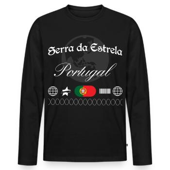 Serra da Estrela Portugal Streetwear Reise - Männer Premium Bio Langarmshirt - Schwarz - Vorne - Nico (187cm)