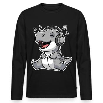 T Rex Music Listening - Men's Premium Organic Long Sleeve Shirt - black - Front - Nico (187cm)