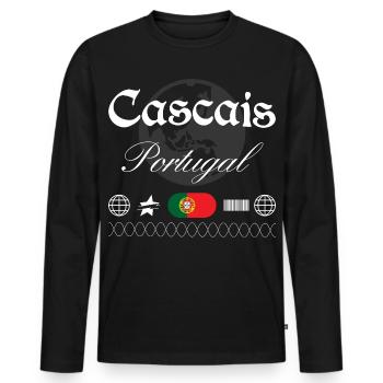 Cascais Portugal Streetwear Reise Souvenir - Männer Premium Bio Langarmshirt - Schwarz - Vorne - Nico (187cm)