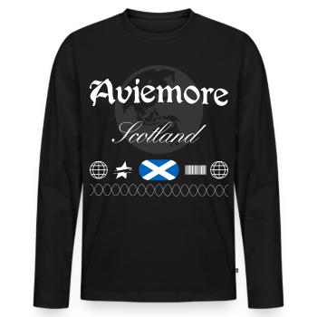 Aviemore Scotland Streetwear Travel Souvenir - Men's Premium Organic Long Sleeve Shirt - black - Front - Nico (187cm)