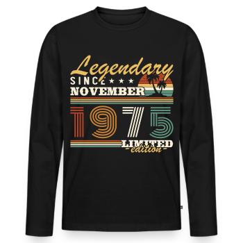 November 1975 Vintage Retro Birthday - Men's Premium Organic Long Sleeve Shirt - black - Front - Nico (187cm)
