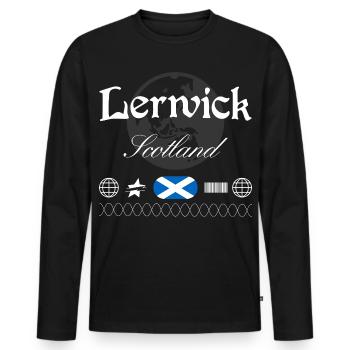 Lerwick Schottland Streetwear Reise Souvenir - Männer Premium Bio Langarmshirt - Schwarz - Vorne - Nico (187cm)