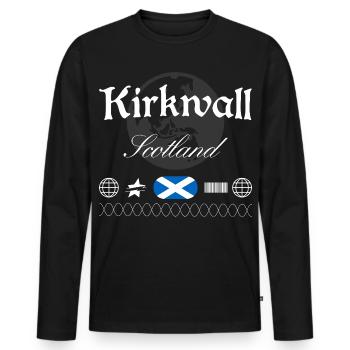 Souvenir de voyage pour les vêtements urbains de Kirkwall Scotland - T-shirt manches longues Premium bio Homme - noir - Devant - Nico (187cm)
