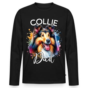 Langhaar Collie Papa - Männer Premium Bio Langarmshirt - Schwarz - Vorne - Nico (187cm)