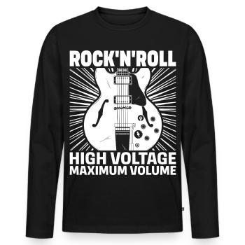 Guitare haute tension Rock’N’Roll - T-shirt manches longues Premium bio Homme - noir - Devant - Nico (187cm)