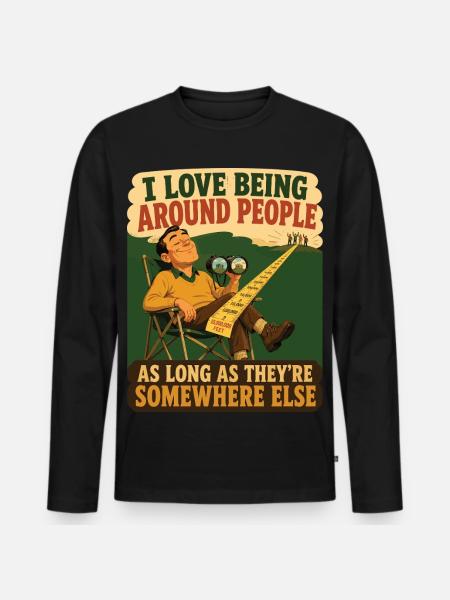 Unter Menschen mit Sicherheitsabstand - Männer Premium Bio Langarmshirt - Schwarz