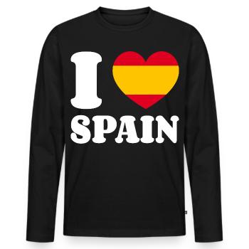 J’aime l’Espagne - Fan de Love Heart Espagne - T-shirt manches longues Premium bio Homme - noir - Devant - Nico (187cm)