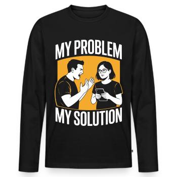 Développeur d’applications mobiles : mon problème : ma mère de pictogrammes - T-shirt manches longues Premium bio Homme - noir - Devant - Nico (187cm)