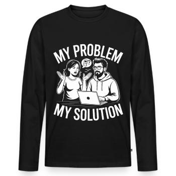 Développeur d’applications mobiles : mon problème : mon pictogramme papa - T-shirt manches longues Premium bio Homme - noir - Devant - Nico (187cm)