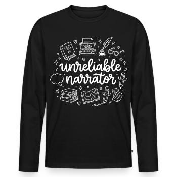 Unzuverlässiger Erzähler, Buchliebhaber, Autor - Männer Premium Bio Langarmshirt - Schwarz - Vorne - Nico (187cm)