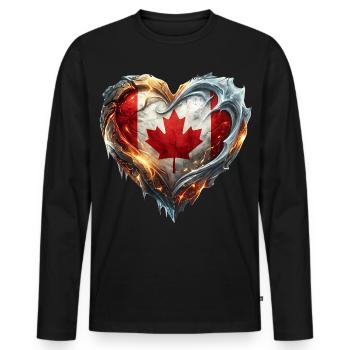 Bonne fête du Canada - T-shirt manches longues Premium bio Homme - noir - Devant - Nico (187cm)