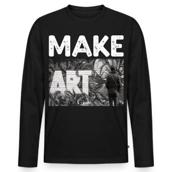 Crée de l’art - T-shirt manches longues Premium bio Homme - noir - Devant - Nico (187cm)