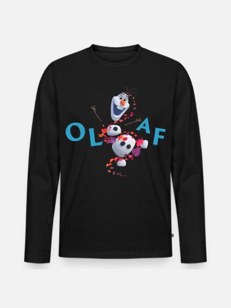 Frozen Olaf Schriftzug Mit Schneemann - Männer Premium Bio Langarmshirt - Schwarz