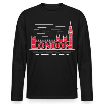 London Skyline Bold Red - T-shirt manches longues Premium bio Homme - noir - Devant - Nico (187cm)