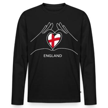 Cœur anglais avec éventail de drapeau anglais - T-shirt manches longues Premium bio Homme - noir - Devant - Nico (187cm)
