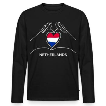 Netherlands Heart with NL Flag Holland Fan - Men's Premium Organic Long Sleeve Shirt - black - Front - Nico (187cm)