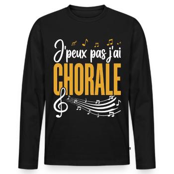 Chorale Cadeau humour personnalisé - T-shirt manches longues Premium bio Homme - noir - Devant - Nico (187cm)