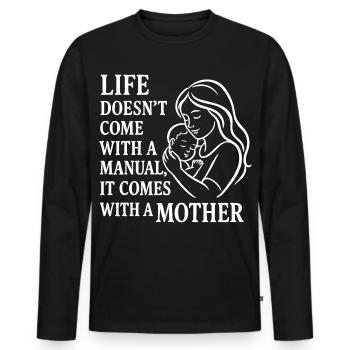 La vie vient avec une mère – Mutterliebe Design - T-shirt manches longues Premium bio Homme - noir - Devant - Nico (187cm)