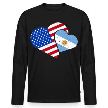 Argentina America Argentine American USA - Men's Premium Organic Long Sleeve Shirt - black - Front - Nico (187cm)