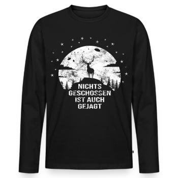 Jäger Nichts geschossen ist auch gejagt Hirsch - Männer Premium Bio Langarmshirt - Schwarz - Vorne - Nico (187cm)
