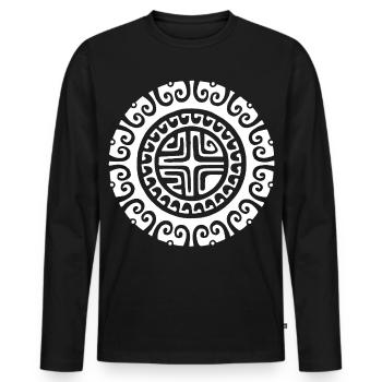Weiße Stammesblume - Männer Premium Bio Langarmshirt - Schwarz - Vorne - Nico (187cm)