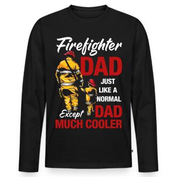 Papa pompier - T-shirt manches longues Premium bio Homme - noir - Devant - Nico (187cm)