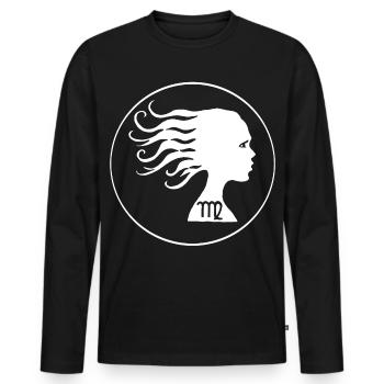 Signe astrologique de la vierge (blanc) - T-shirt manches longues Premium bio Homme - noir - Devant - Nico (187cm)