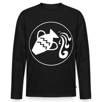 Wassermann-Sternzeichen (Weiß) - Männer Premium Bio Langarmshirt - Schwarz - Vorne - Nico (187cm)