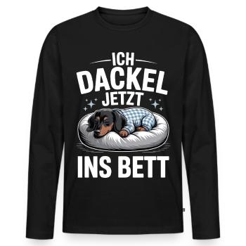 Offizielles Schlafshirt Schlafanzug Dackel Hund - Männer Premium Bio Langarmshirt - Schwarz - Vorne - Nico (187cm)