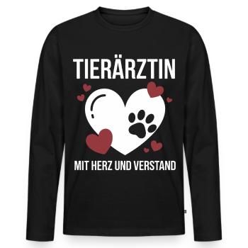 Tierärztin Mit Herz Und Verstand Tiere - Männer Premium Bio Langarmshirt - Schwarz - Vorne - Nico (187cm)