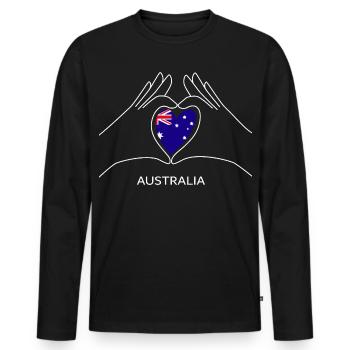 Australia Heart with Australian Flag Australia - Men's Premium Organic Long Sleeve Shirt - black - Front - Nico (187cm)