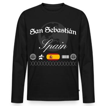 San Sebastián Spanien Streetwear Reise Souvenir - Männer Premium Bio Langarmshirt - Schwarz - Vorne - Nico (187cm)