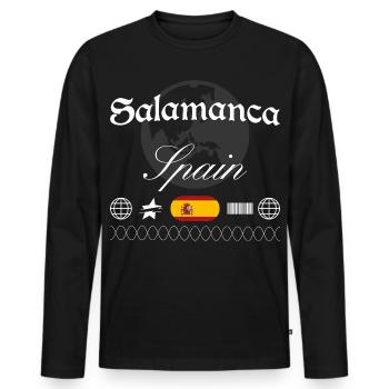 Souvenir de voyage streetwear Salamanque Espagne - T-shirt manches longues Premium bio Homme - noir - Devant - Nico (187cm)