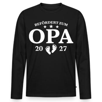 Befördert Zum Opa 2027 Schwangerschaft Geschenk - Männer Premium Bio Langarmshirt - Schwarz - Vorne - Nico (187cm)