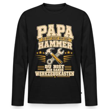 Papa Du Bist Der Ganze Werkzeugkasten - Männer Premium Bio Langarmshirt - Schwarz - Vorne - Nico (187cm)